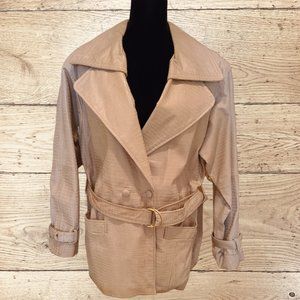 Vanna White Cream Leather Jacket with belt Small